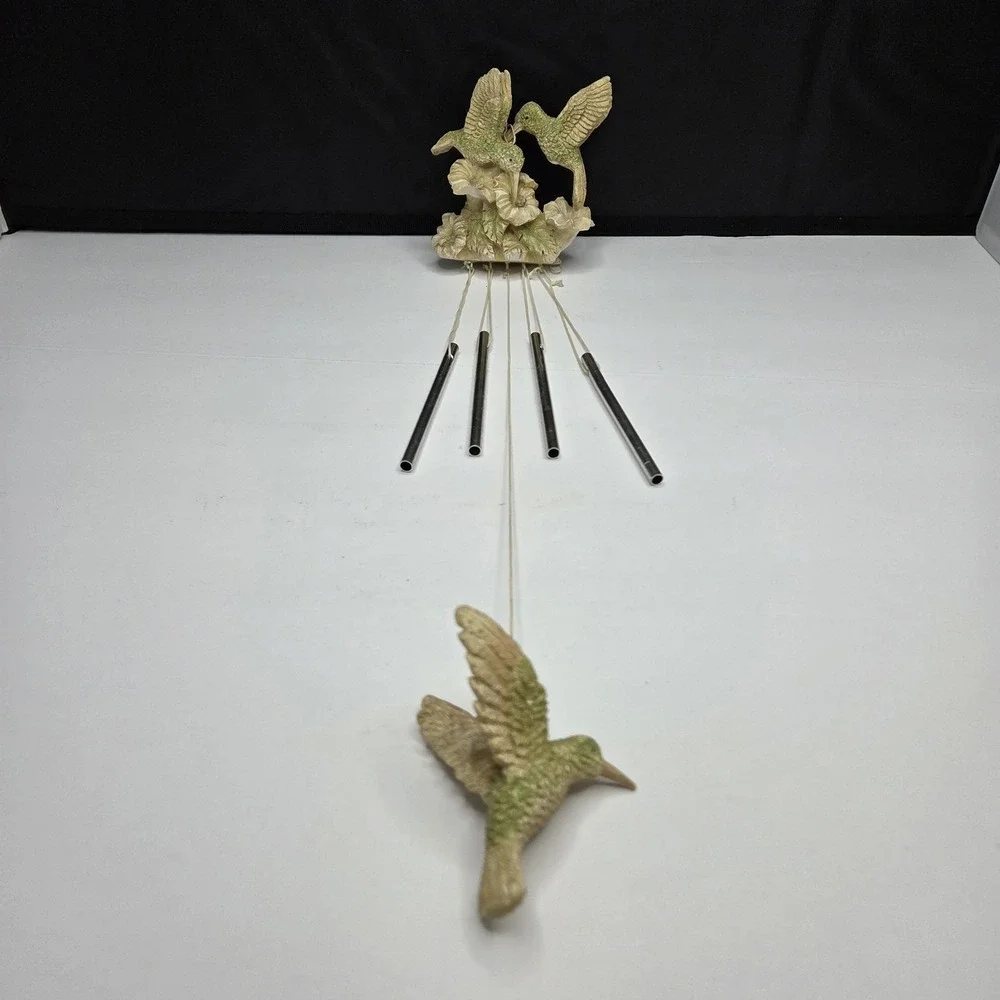 Hummingbird Wind Chime Resin Hanging Garden Decor Metal Chimes Patio Porch